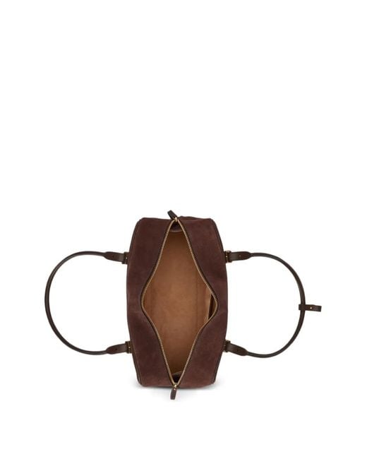 Ralph Lauren Brown Large Marcy Suede Zip Satchel Bag