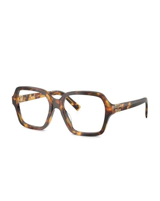 Miu Miu Brown Tortoiseshell-Pattern Square-Frame Glasses