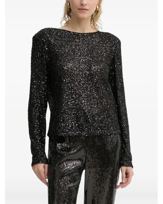 Bruuns Bazaar Black Embellished Long-Sleeve Blouse