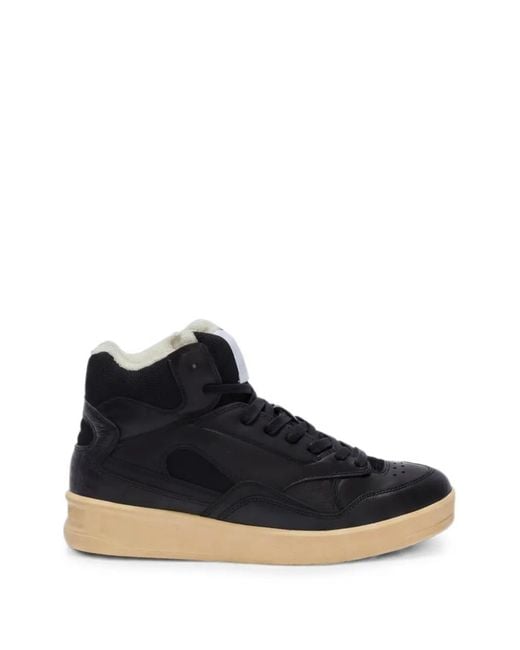 Jil Sander Blue High-Top Panelled Sneakers