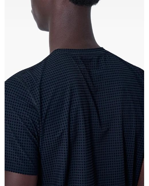 District Vision Blue Textured-Finish T-Shirt for men