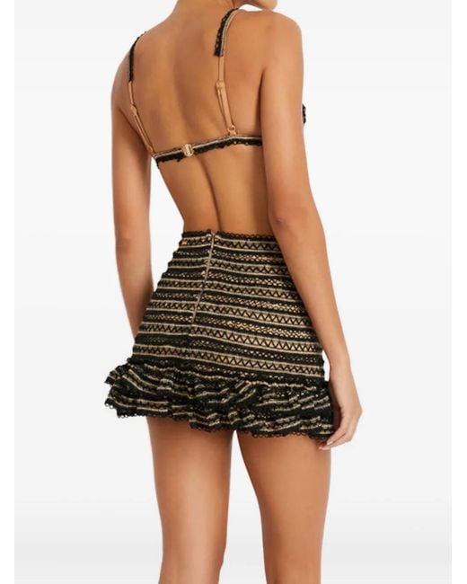 PATBO Brown Ruffled Mini Skirt