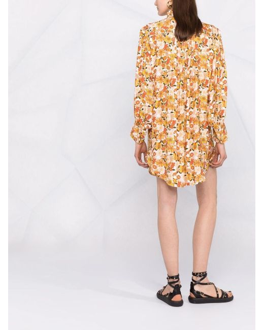 Robe volantée à fleurs Sandro - Lyst