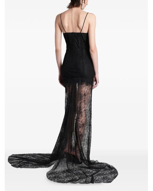 GIUSEPPE DI MORABITO Black Lace-Overlay Corset Maxi Dress