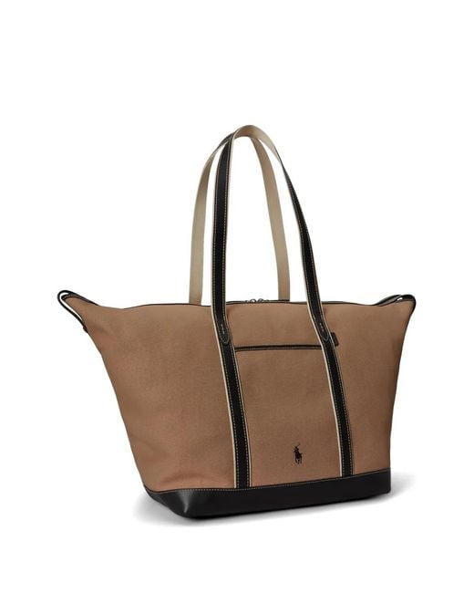 Polo Ralph Lauren Natural Pony Contrast-Trim Tote Bag