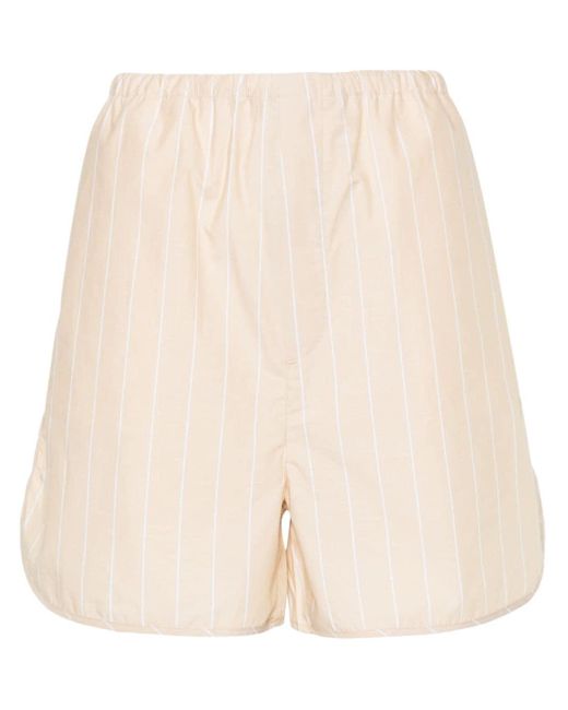 Filippa K Natural Striped Drawstring Shorts