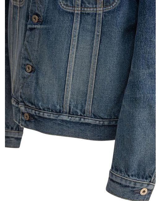 Nonnative Blue Mandarin-Collar Denim Jacket for men
