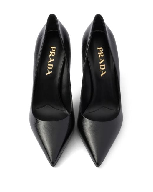 Prada Black Patent Saffiano Leather Pumps