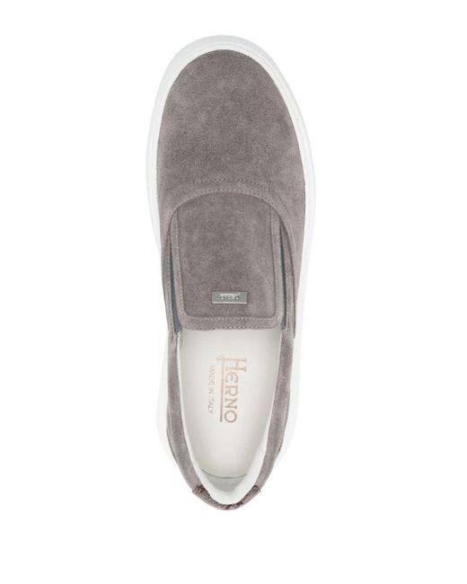 Herno White Logo-plaque Suede Sneakers for men