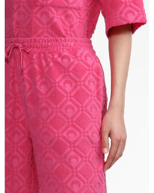 MARINE SERRE Pink Crescent Moon Track Shorts