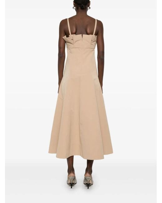 Philosophy Di Lorenzo Serafini Natural Pleat-Detail Midi Dress