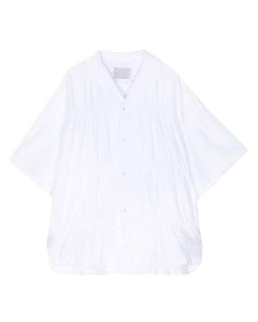 メンズ Kolor シャーリング ポプリンシャツ White