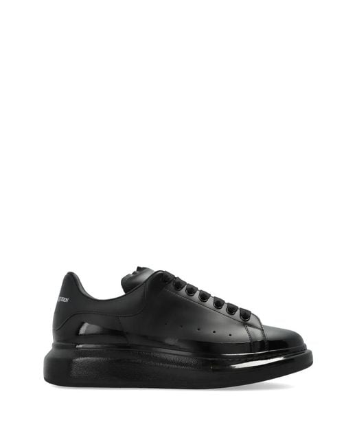McQueen Black Oversized Leather Sneakers for men