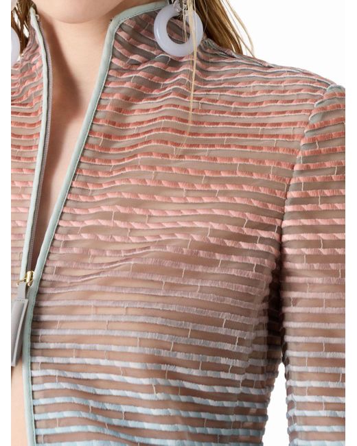 Giorgio Armani Pink Striped Contrast-trim Jacket