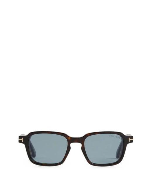 Tom Ford Gray Tortoiseshell-Effect Rectangle-Frame Sunglasses for men