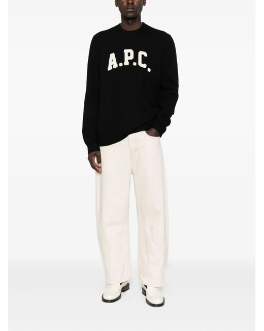 A.P.C. Black Logo-Detail Crew-Neck Sweater for men