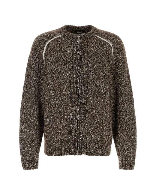 Herno Gray Crew-Neck Cardigan for men