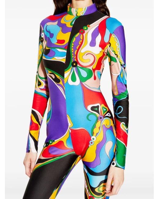 Emilio Pucci Blue Padded Mock Neck Jumpsuit