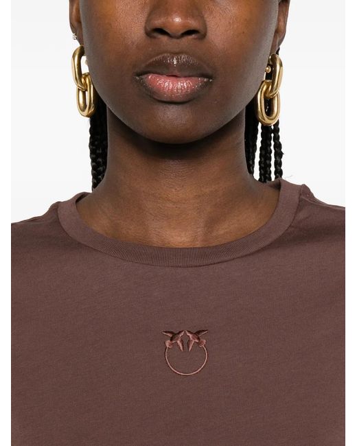 Pinko Brown T-Shirt À Logo Brodé