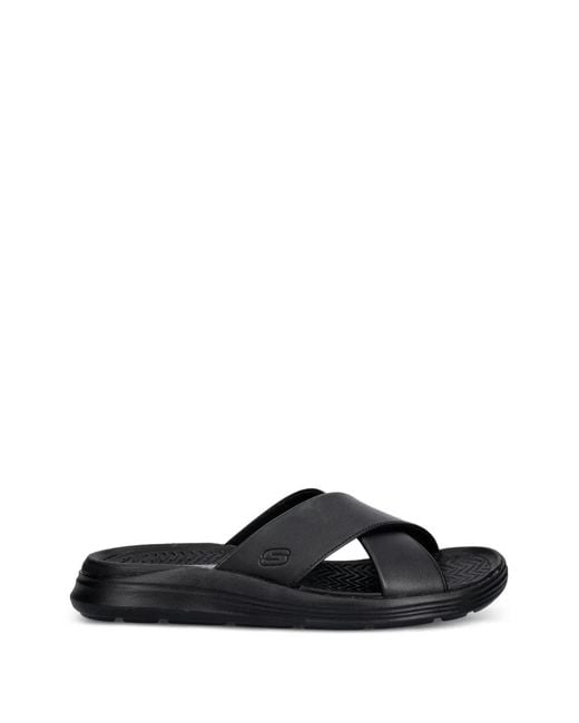 Skechers Black Relaxed Fit Sargo Denal Crossover-Strap Sandals for men
