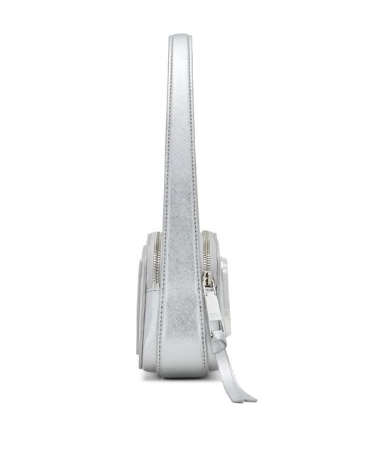 Marc Jacobs Gray Metallic Logo Slingshot Shoulder Bag