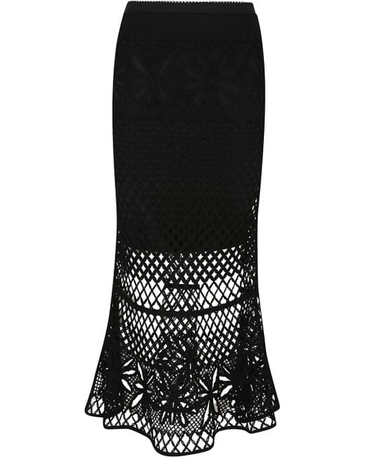 Pinko Black Crochet-Effect Maxi Skirt