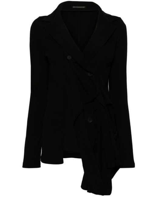 Notched-lapels asymmetric blazer di Yohji Yamamoto in Black
