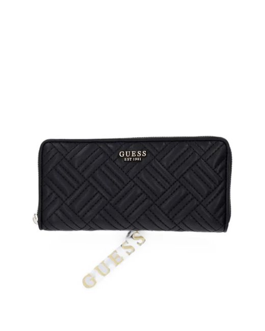 Guess Black Portefeuille Sally À Design Matelassé