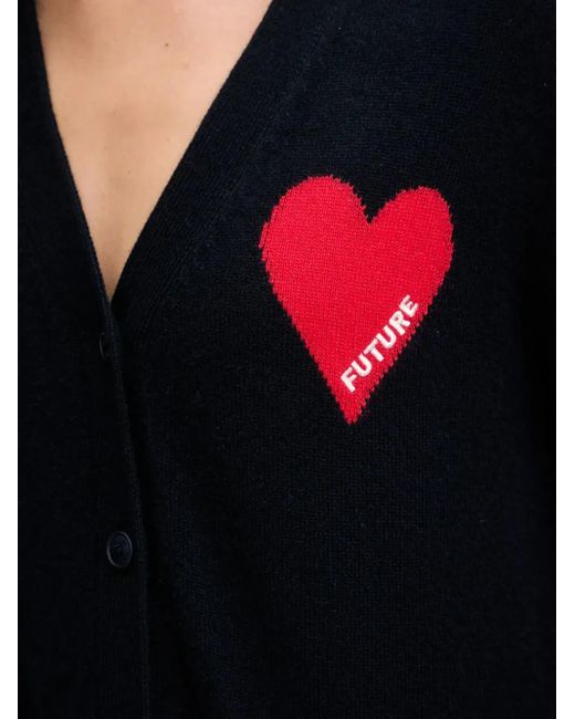 From Future Black Heart-Motif Buttoned Cardigan