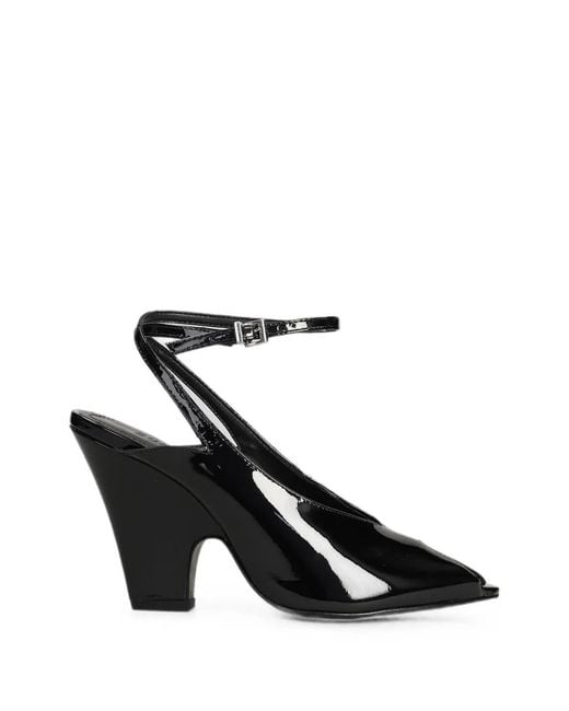 SCHUTZ SHOES Black Patent-Leather Ankle-Strap Pumps