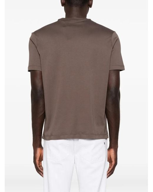 Paul & Shark Brown Logo-Embroidered Contrast-Trim T-Shirt for men
