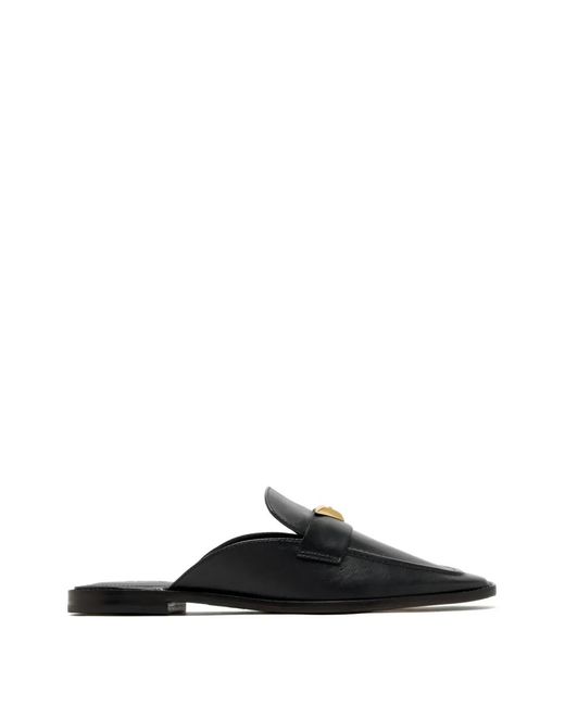 SCHUTZ SHOES Black Triangular-Plaque Loafers