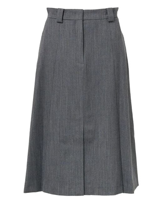 N°21 Gray Pleated-Detail Midi Skirt