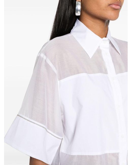 Peserico White Cropped Short-sleeves Shirt
