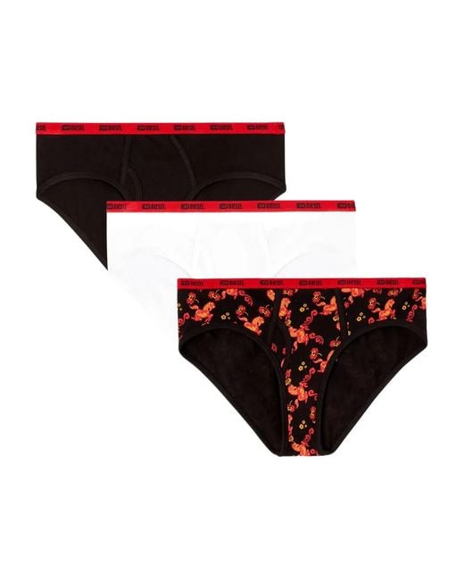 DIESEL Red Oxy-Gft Logo-Waistband Thongs (Set Of Three)