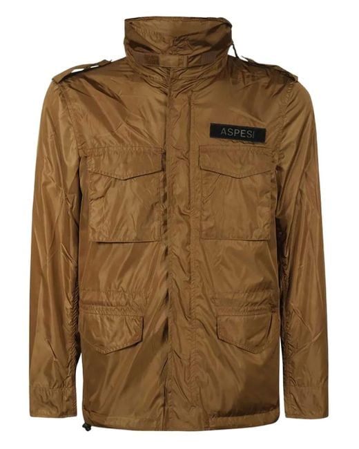 Aspesi Brown Multi-Pocket Field Jacket for men