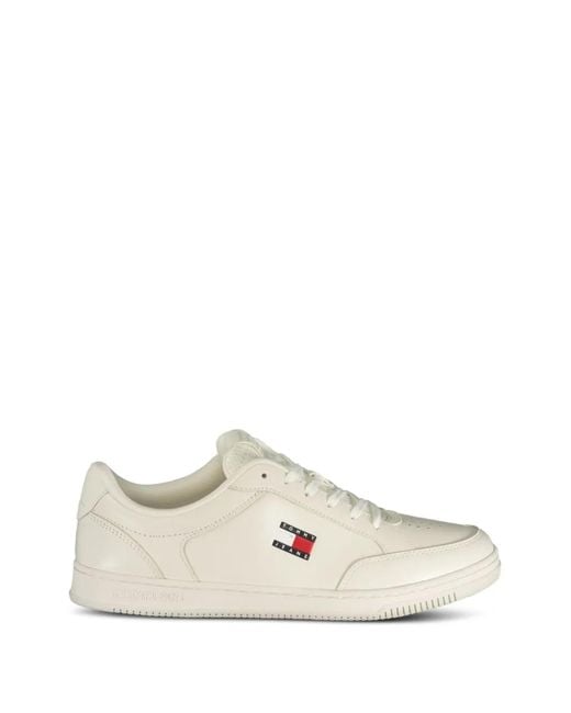 Tommy Hilfiger White Logo-Patch Perforated Sneakers for men