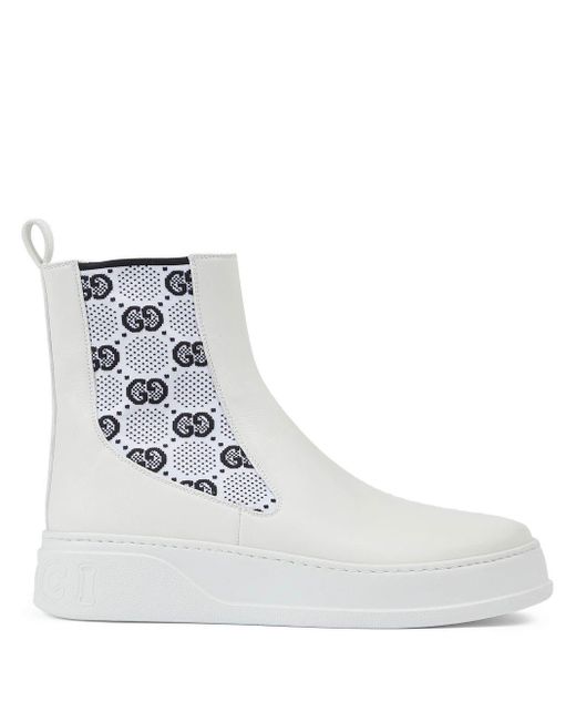 Gucci White GG Supreme Ankle Boots for men