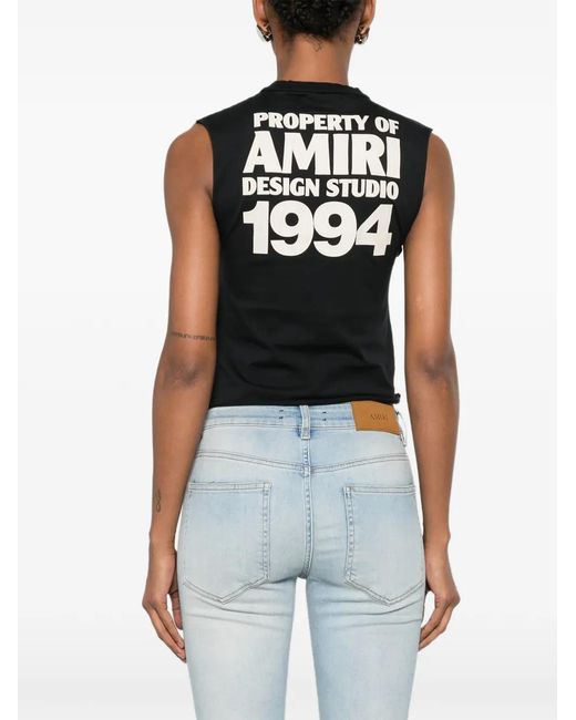 Amiri Black Logo-Print Sleeveless Tank Top