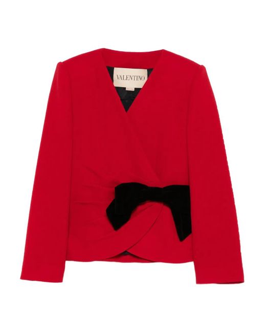 Valentino Garavani Red Bow-Detail Wrap Jacket