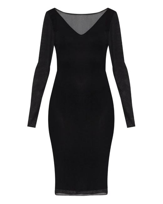 Max Mara Black Sheer-Sleeved Dress