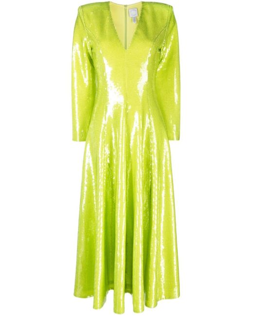Huishan Zhang Yellow Andy Sequin-embellished Dress