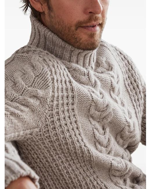 Brunello Cucinelli Gray Turtle-Neck Sweater for men