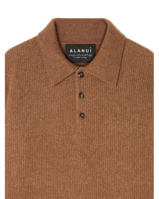 Alanui Brown Cashmere Blend Polo Shirt for men