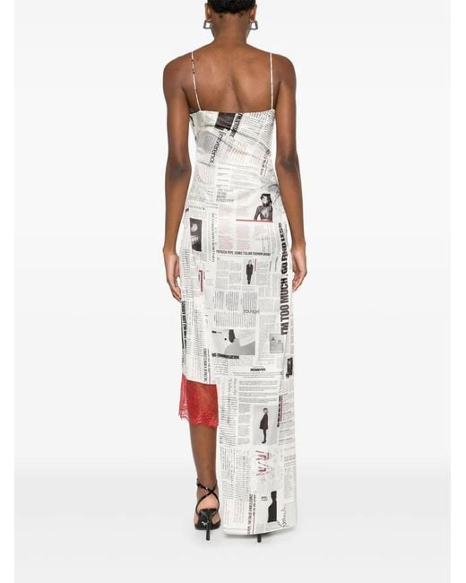 Patrizia Pepe White Newspaper-Print Midi Dress