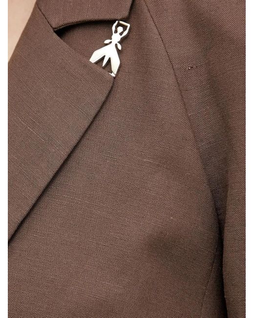 Patrizia Pepe Brown Padded-Shoulder Embellished Blazer