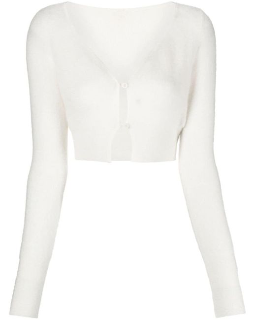 Jacquemus Le Cardigan Azou Cropped Jack in het White