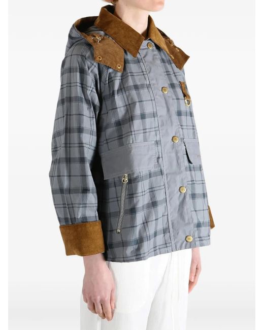 Barbour Gray Carnforth Hooded Tartan Jacket
