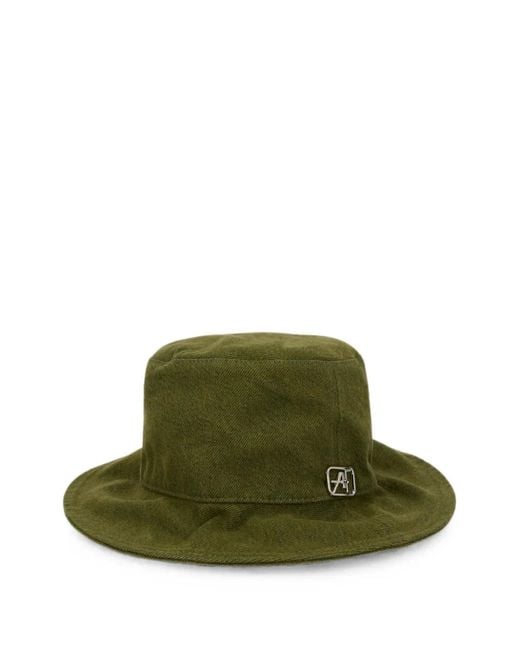 Alberta Ferretti Green Logo-Plaque Wide-Brim Bucket Hat