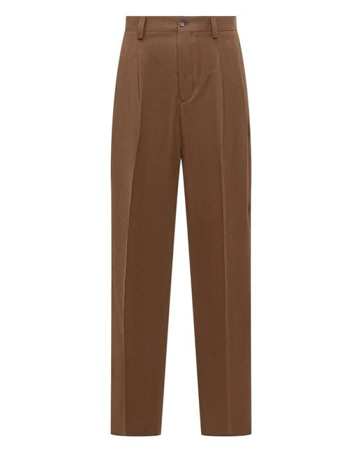 Laneus Brown Pleated Trousers for men